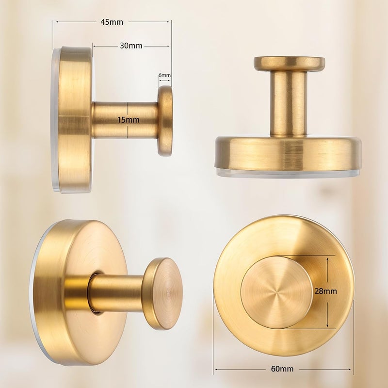 Dntorx Stainless Steel Suction Cup Hooks, 2 Pack Holders for Towels, Loofah, Robe, Coat(Gold) ( experiencia cliente Jem) - Image 2